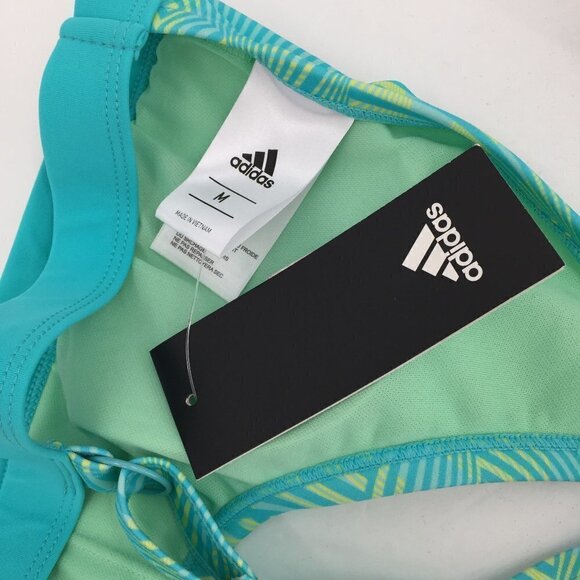 Adidas Vortex swim bikini top blue green t-strap swim geometric new Medium - Picture 5 of 5